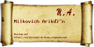 Milkovich Arikán névjegykártya